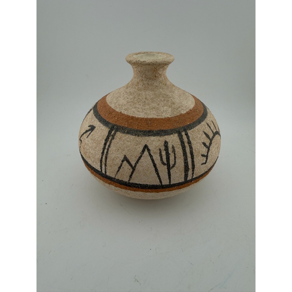 Vintage Southwestern‎ Style Ceramic Pot Hand Painted Native American Inspired